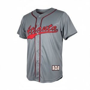 Noiz Atlanta Baseball Jersey 27 Gray Red Mens Small Button Front NWT‎ #27 BJ404